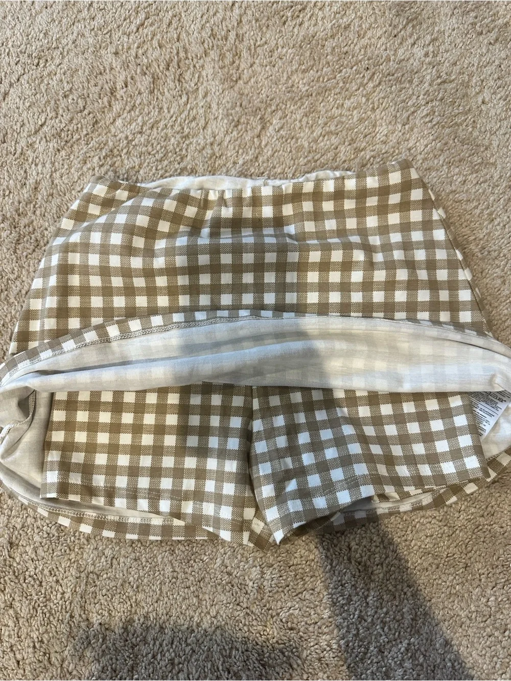 Old Navy Tan and White Gingham Skort set